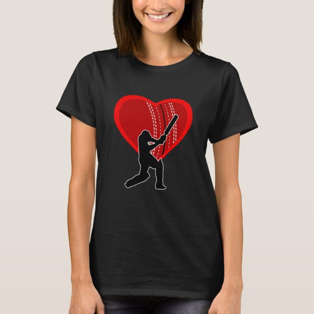 T-shirt Cricket Heart Sport Love Anti Valentines Day (Devant)