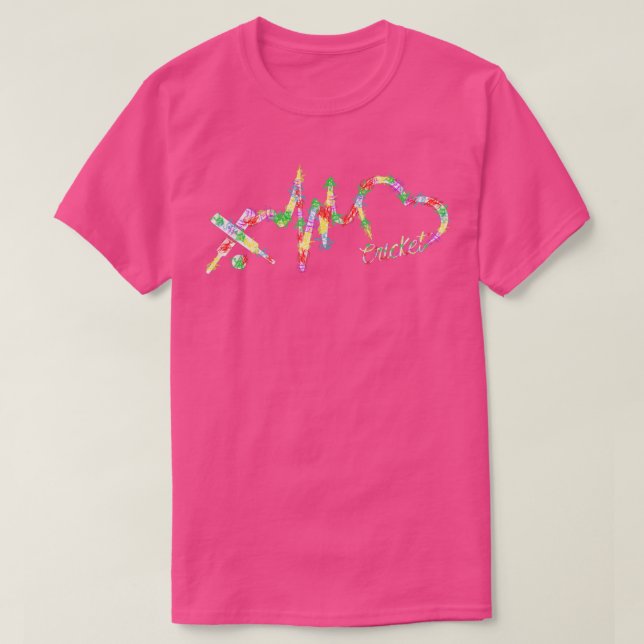T-shirt Cricket Heartbeat fumée colorée (Design devant)