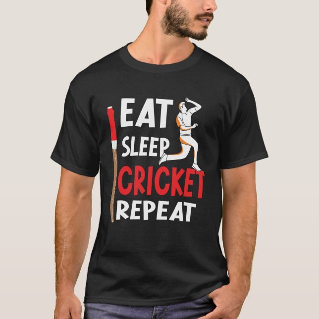 T-shirt Cricket Player Eat Sleep Cricket Repeat   outfits (Devant)