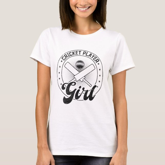 T-shirt Cricket Player Girl  (Devant)