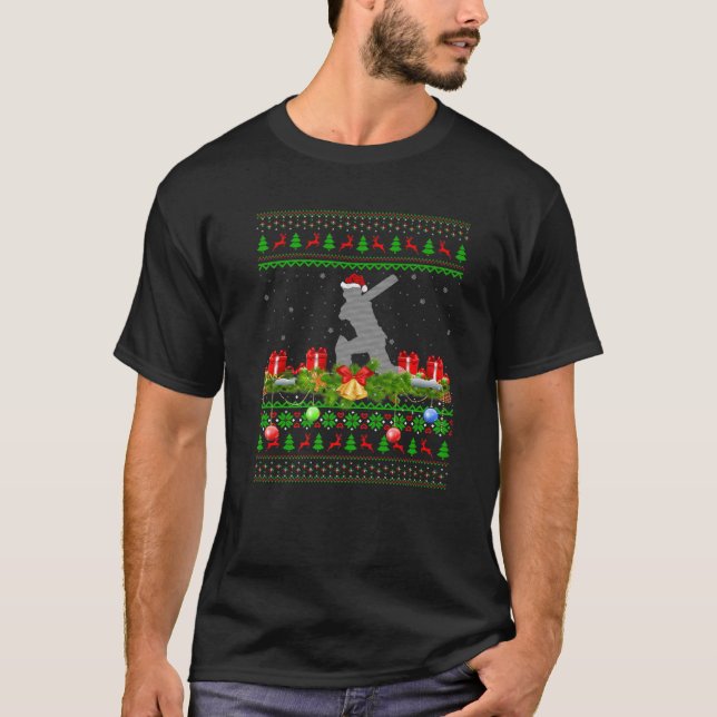 T-shirt Cricket Sports Amoureux Xmas Père Noël Cricket lai (Devant)