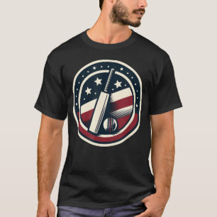 T-shirt Cricket Usa Aux Couleurs Du Drapeau Américain Roug