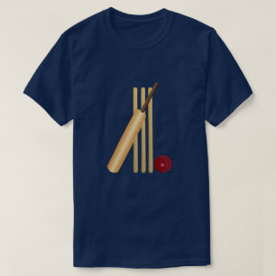 T-shirt Cricket - Wicket, chauve-souris et balle