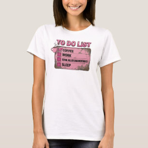 T-SHIRT CRIME VRAI CAFÉ ROSE STYLÉ TRAVAIL