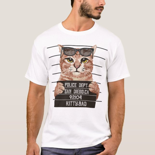 T-shirt Criminel de chat avec un signe (Devant)