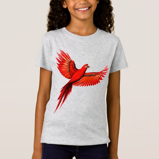 T-Shirt Crimson Macaw / Perroquet rouge en vol Tee Kid's T (Devant)