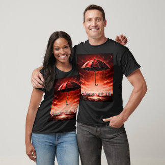 T-shirt Crimson Rainfall - Red Umbrella Art Tee | Unique
