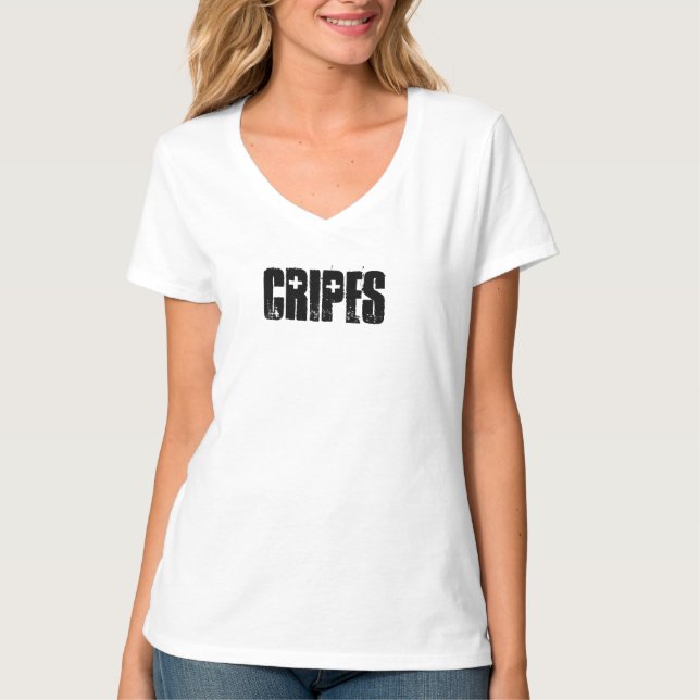 T-shirt Cripes. Tee - shirt de col Vee (Devant)