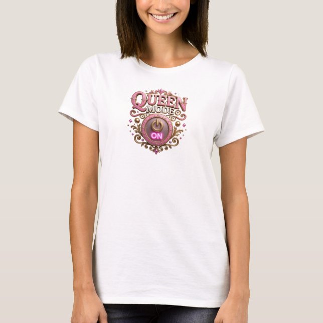 T-shirt Crisp Orange QUEEN MODE ON Slogan (Devant)