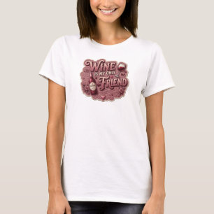 T-shirt « Crisp Pink WINE IS MY ONLY FRIEND »