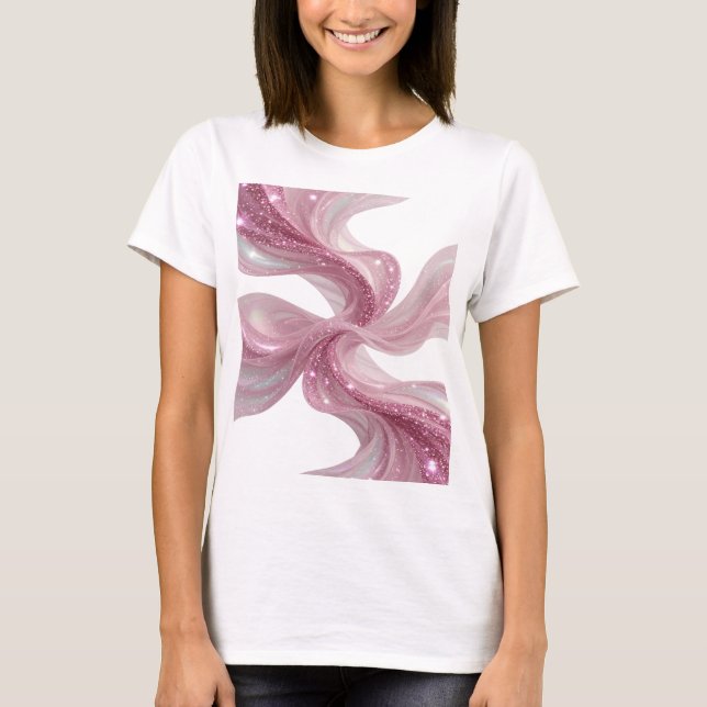 T-shirt Crisp Silver PINK GLITTER WAVES Art de texte 3D (Devant)