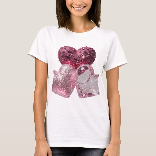T-shirt Crisp Silver THREE HEARTS Texte en 3D Art (Devant)
