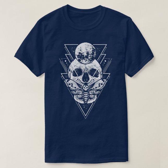 T-shirt Cristal Lune et Mort Lune Mystique Pagan Squelette (Design devant)