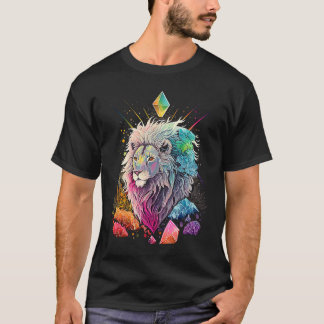 T-shirt Cristaux de Lion Ésotériques Illustration Mignonne