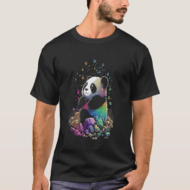 T-shirt Cristaux de panda ésotérique jolie illustration 2 (Devant)
