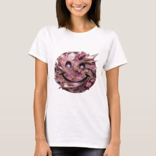 T-shirt Cristaux roses et ornements métalliques argentés c