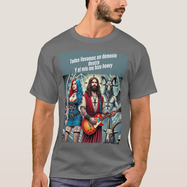 T-shirt Cristo Rockero: Todos Llevamos un Demonio Dentro (Devant)