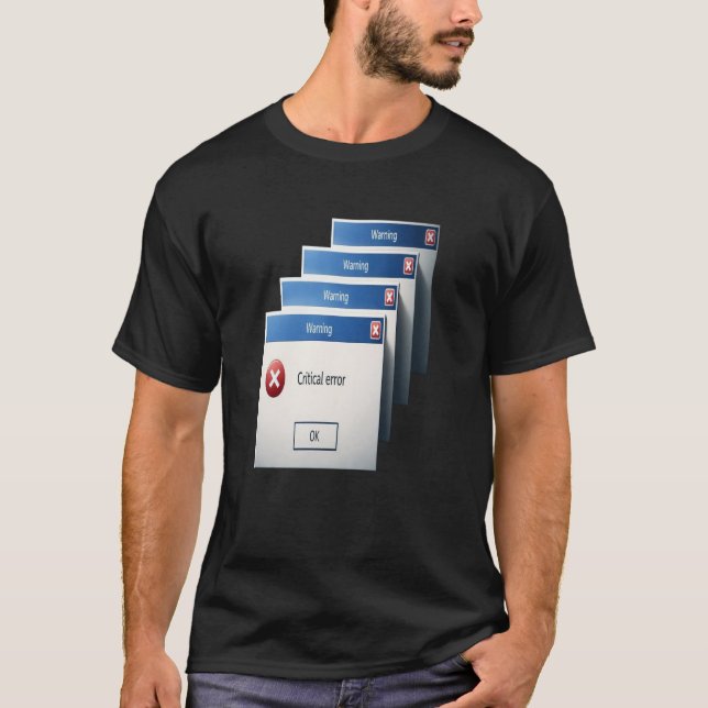 T-shirt Critical Error — Retro Windows Warning Boxes Graph (Devant)