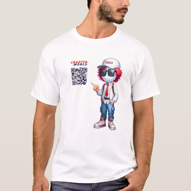 T-shirt CRO@ - Blanc QR avant et arrière (Devant)