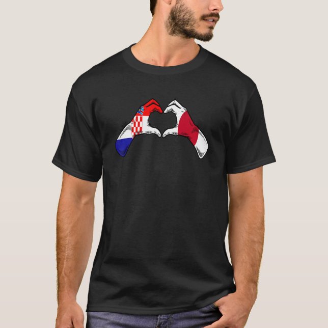 T-shirt Croatia Japan Flag - Croatian Japanese Heart (Devant)