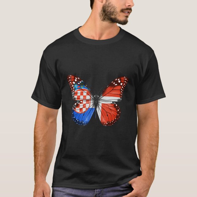 T-shirt Croatian Danish Flag Butterfly (Devant)