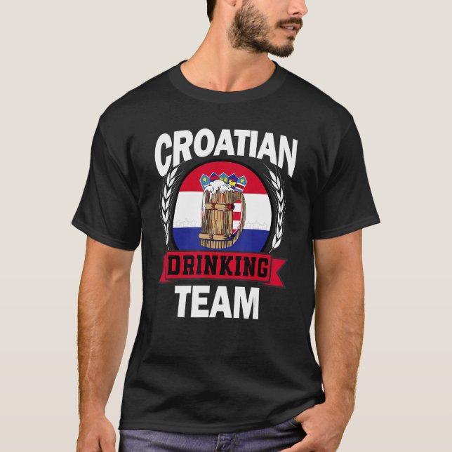 T-shirt Croatian Part Drinking Team Croatia Flag Beer Part (Devant)