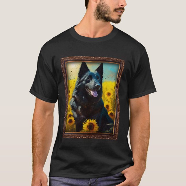 T-shirt Croatian Sheepdog Painting Sunflower Flower Mom Wo (Devant)
