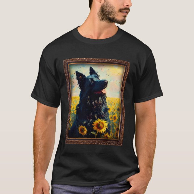 T-shirt Croatian Sheepdog Painting Sunflower Flower Mom Wo (Devant)