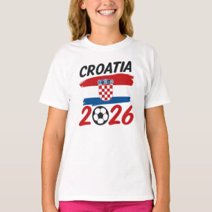 T-shirt Croatie 2026 Design de Fan de Football Drapeau Cou