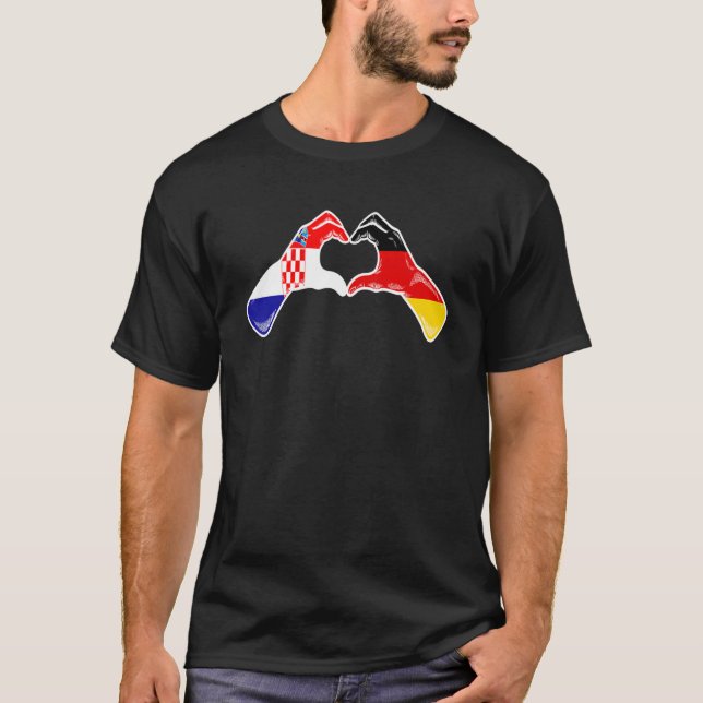 T-shirt Croatie Allemagne Drapeau Croate Allemand Coeur (Devant)