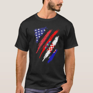 T-shirt Croatie Américain Drapeau Cultivé USA Patriot Heri
