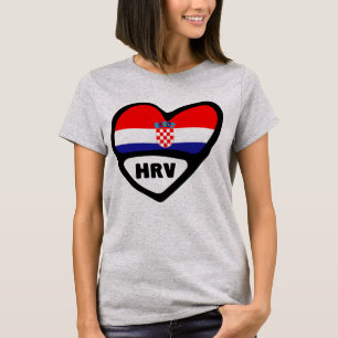 T-shirt Croatie Code Pays Drapeau Coeur Hrvatska