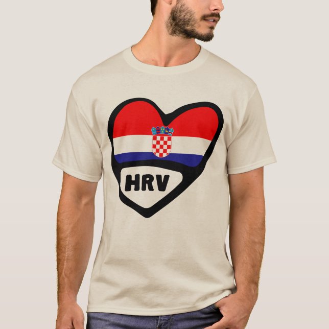 T-shirt Croatie Code Pays Drapeau Coeur Hrvatska (Devant)