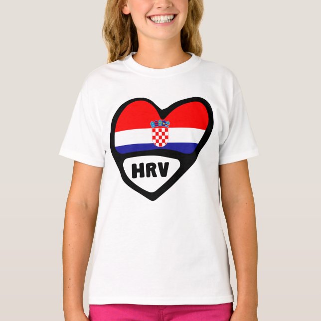 T-shirt Croatie Code Pays Drapeau Coeur Hrvatska (Devant)