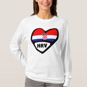 T-shirt Croatie Code Pays Drapeau Coeur Hrvatska