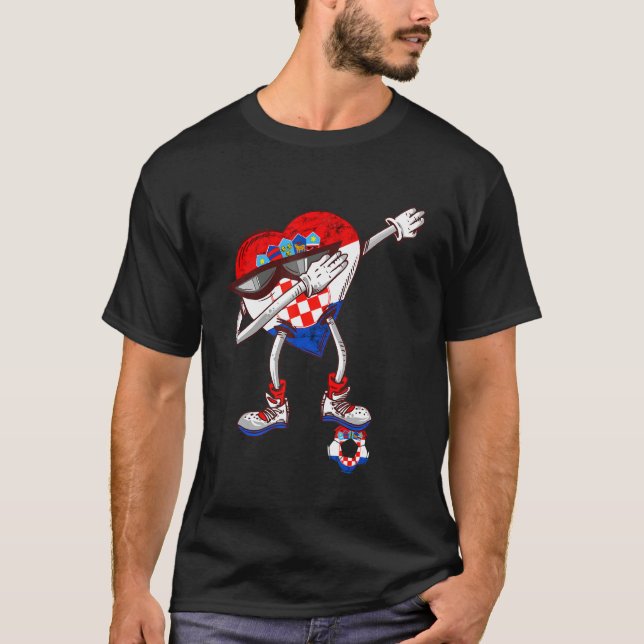 T-shirt Croatie Dabbing Heart Hrvatska Soccer Team Croatie (Devant)