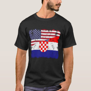 T-shirt Croatie Fierté Drapeau Croate Américain Roots Heri