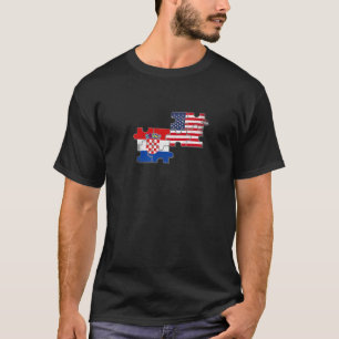 T-shirt Croatie USA Racines Drapeau Croate Américain Hrvat