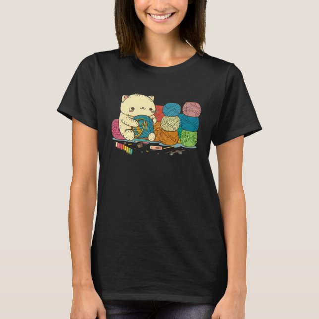 T-shirt Crochet de fil de chat  1 (Devant)