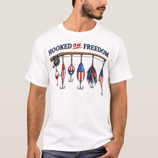T-shirt Crochet de pêche patriotique accroché à la liberté