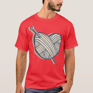 T-shirt Crocheting Crocheter Crochet Knitting Heart Retro