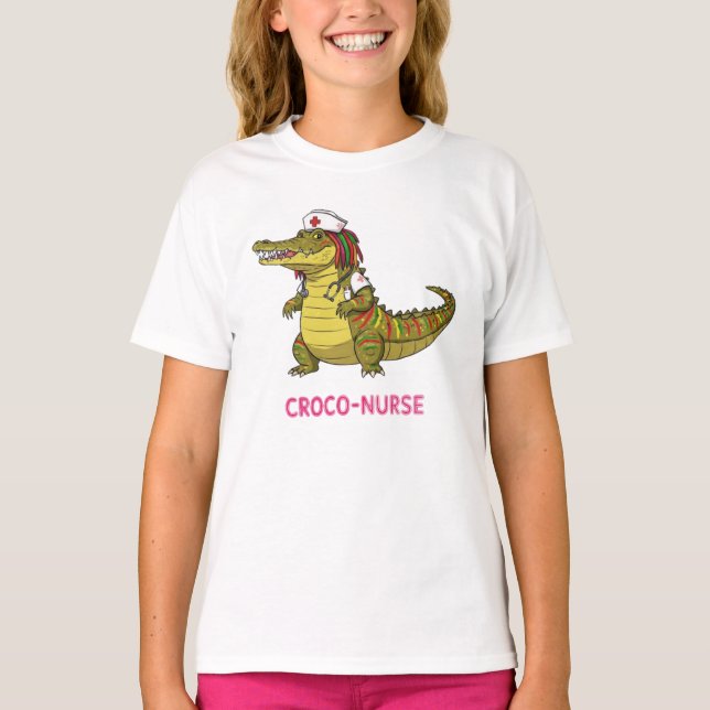 T-shirt Croco-Nurse : Prendre soin du charme (Devant)
