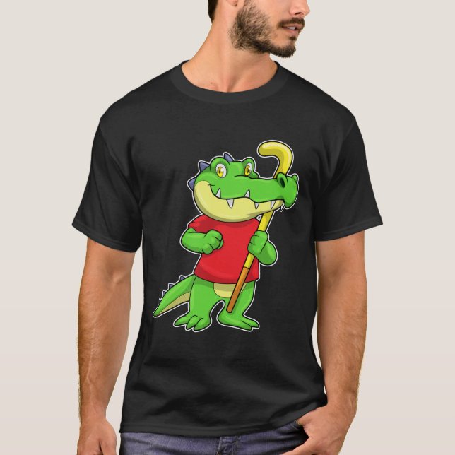 T-shirt Crocodile à Field hockey avec bâton (Devant)