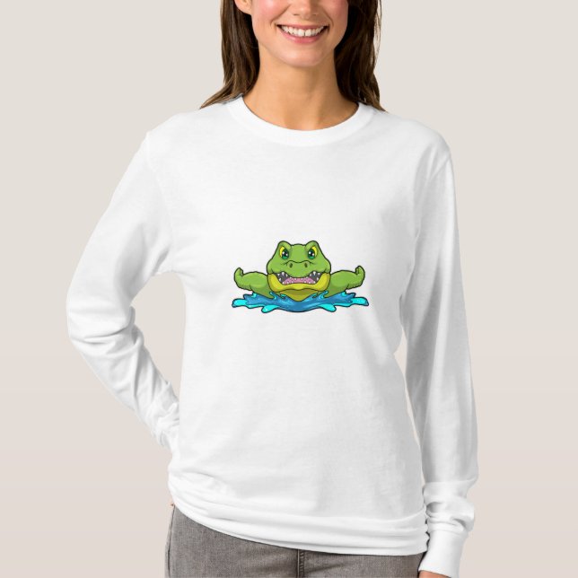 T-shirt Crocodile à nager dans l'eau (Devant)
