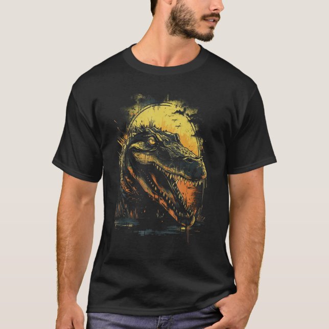 T-shirt Crocodile Animal Retro Style Graphic Tees for Men  (Devant)