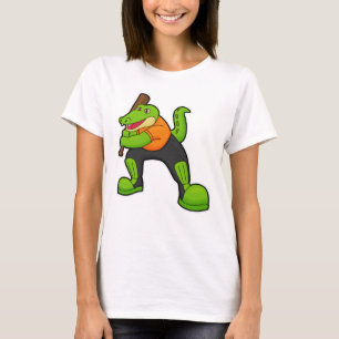 T-shirt Crocodile at Cricket with Cricket bat