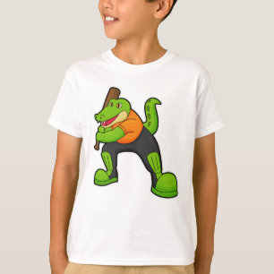T-shirt Crocodile au cricket avec chauve-souris de cricket
