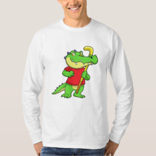T-shirt Crocodile au hockey sur gazon avec bâton de hockey
