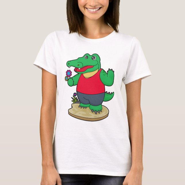 T-shirt Crocodile aux fleurs (Devant)