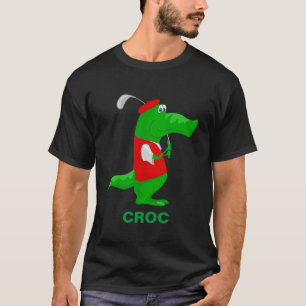 T-shirt Crocodile Cartoon Golfer Personnaliser le nom